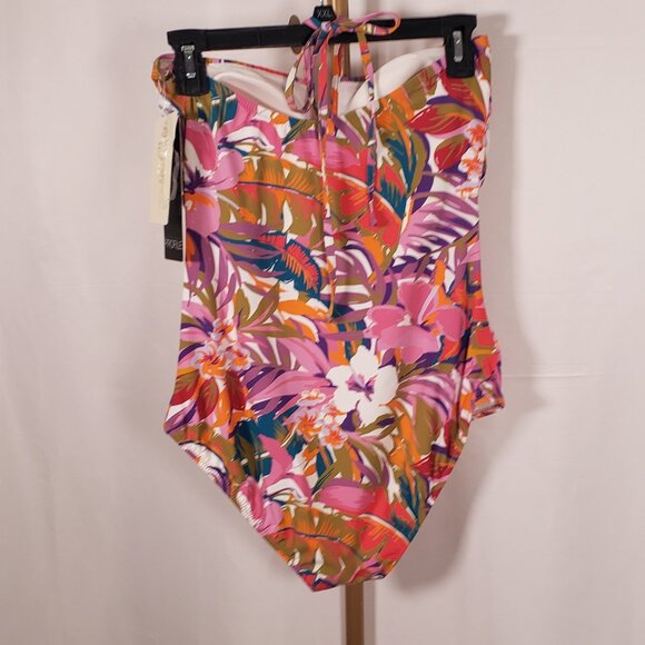 Profile by Gottex Tropikaia Tie Front One Piece Swimsuit SZ 12 NWT - Picture 5 of 8